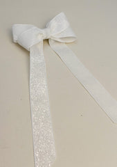 Sparkly Velvet hair Bow- White Gabificent