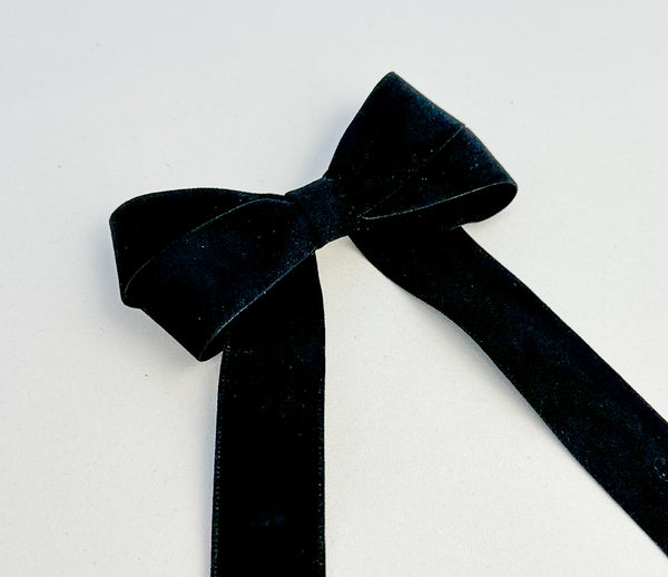 Suede Velvet hair Bow- Black Gabificent