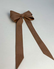 Suede Velvet hair Bow- Brown Gabificent