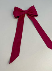Suede Velvet hair Bow- Burgundy Gabificent