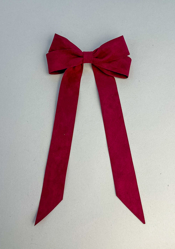 Suede Velvet hair Bow- Burgundy Gabificent