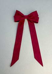 Suede Velvet hair Bow- Burgundy Gabificent