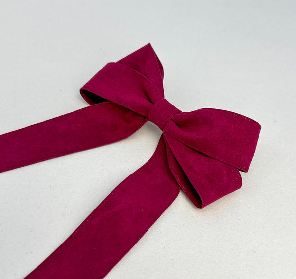 Suede Velvet hair Bow- Burgundy Gabificent