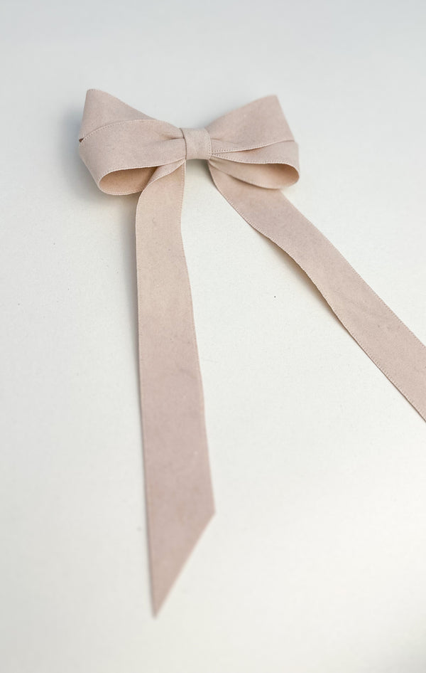 Suede Velvet hair Bow- Cream Gabificent