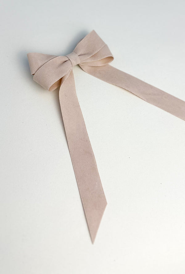 Suede Velvet hair Bow- Cream Gabificent