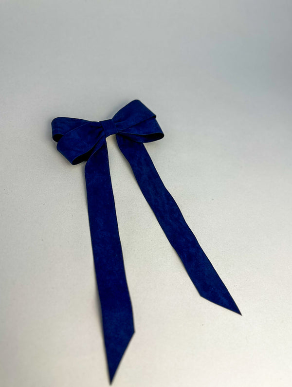 Suede Velvet hair Bow- Dark Blue Gabificent