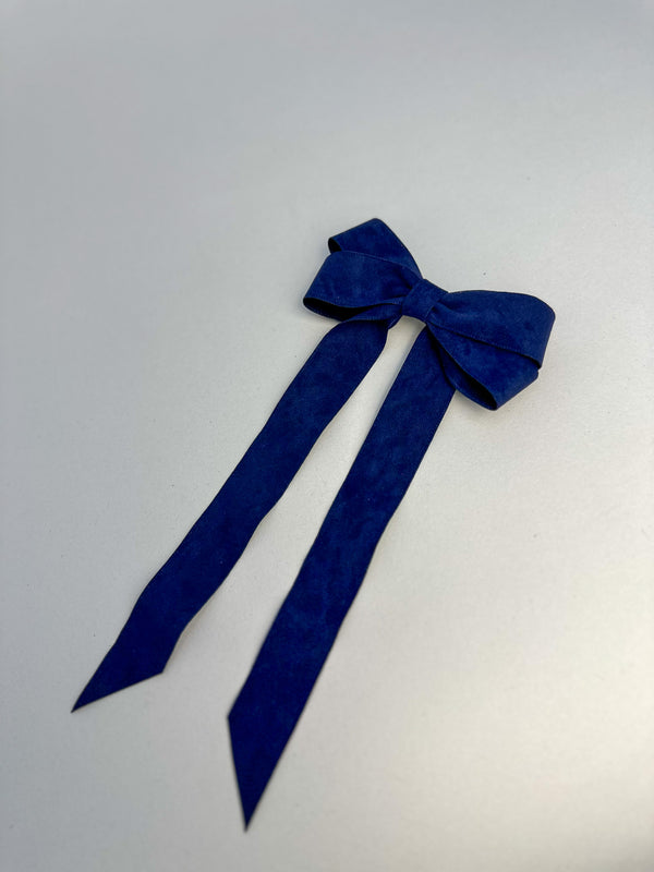 Suede Velvet hair Bow- Dark Blue Gabificent