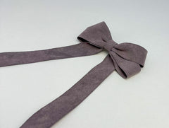 Suede Velvet hair Bow- Grey Gabificent