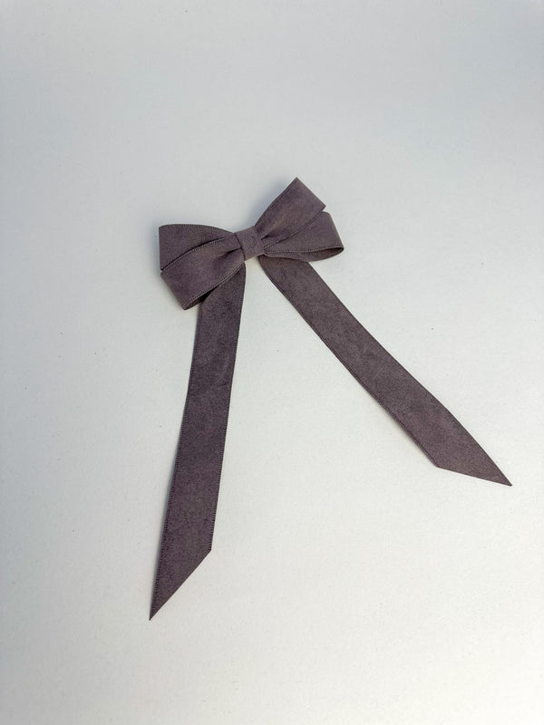 Suede Velvet hair Bow- Grey Gabificent