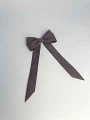 Suede Velvet hair Bow- Grey Gabificent