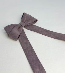 Suede Velvet hair Bow- Grey Gabificent