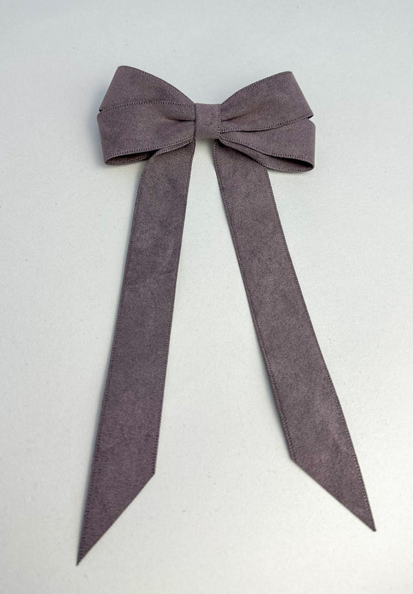 Suede Velvet hair Bow- Grey Gabificent