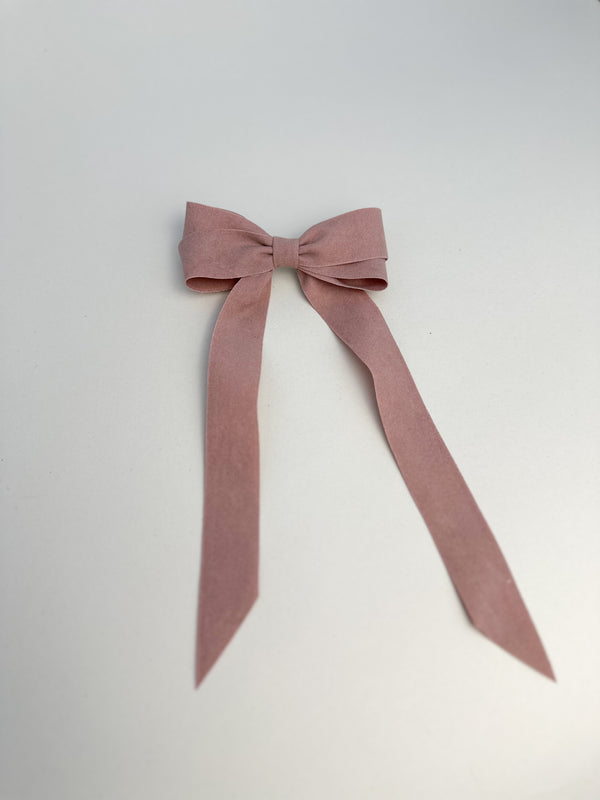 Suede Velvet hair Bow- Pink Gabificent