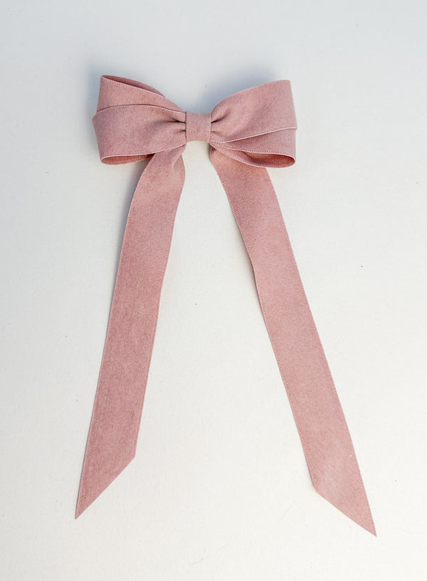 Suede Velvet hair Bow- Pink Gabificent