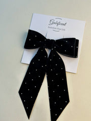 Velvet hair Bow- Black with rhinestones Gabificent