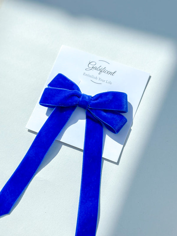Velvet hair Bow- Blue Gabificent