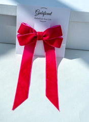 Velvet hair Bow- Bright Pink Gabificent