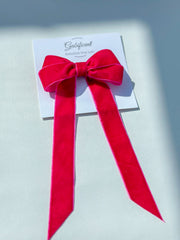Velvet hair Bow- Bright Pink Gabificent