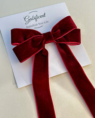 Velvet hair Bow- Burgundy Gabificent