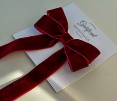 Velvet hair Bow- Burgundy Gabificent