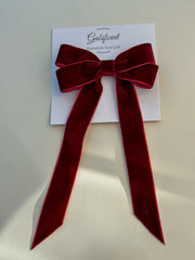 Velvet hair Bow- Burgundy Gabificent