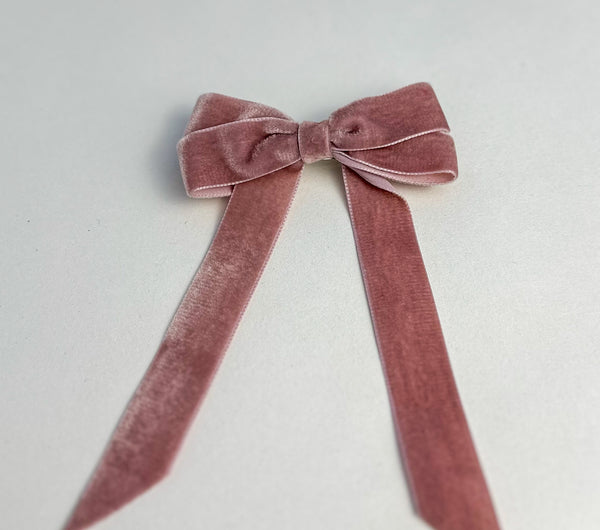 Velvet hair Bow- Dusty Pink Gabificent