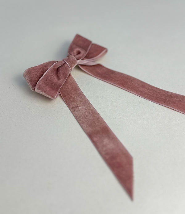 Velvet hair Bow- Dusty Pink Gabificent
