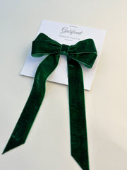 Velvet hair Bow- Green Gabificent
