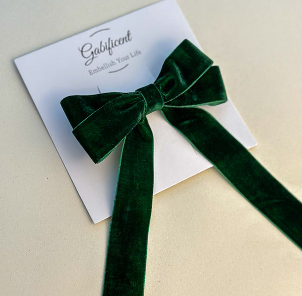 Velvet hair Bow- Green Gabificent