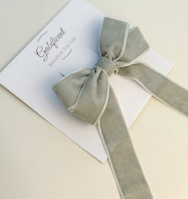 Velvet hair Bow- Grey Gabificent