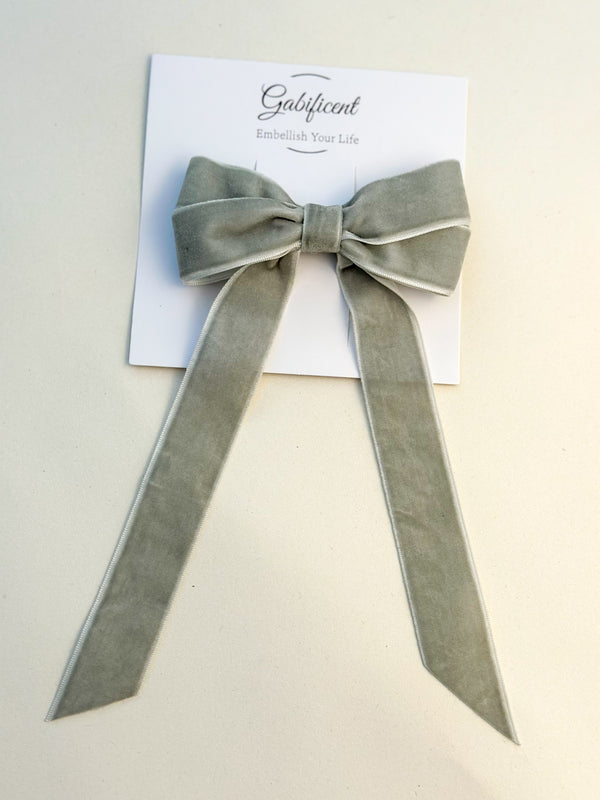 Velvet hair Bow- Grey Gabificent