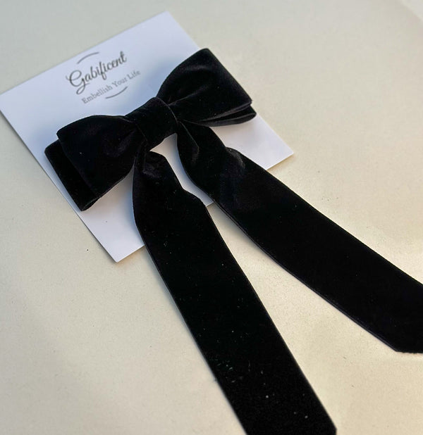 Velvet hair Bow Large - Black Gabificent