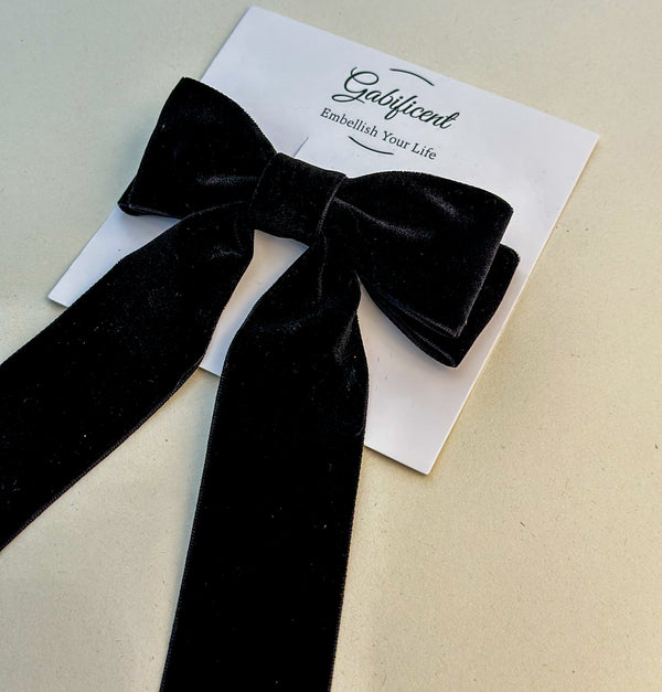 Velvet hair Bow Large - Black Gabificent