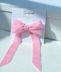 Velvet hair Bow- Pink Gabificent