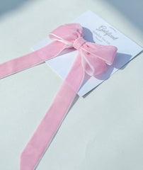 Velvet hair Bow- Pink Gabificent
