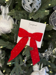 Velvet hair Bow- Red with rhinestones Gabificent