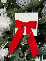 Velvet hair Bow- Red with rhinestones Gabificent