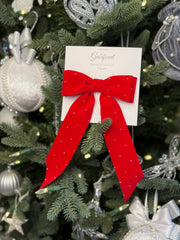 Velvet hair Bow- Red with rhinestones Gabificent