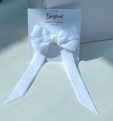Velvet hair Bow- White Gabificent