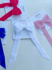 Velvet hair Bow- White Gabificent