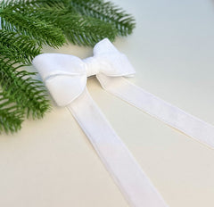 Velvet hair Bow- White Gabificent