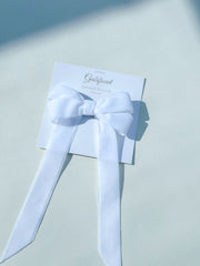 Velvet hair Bow- White Gabificent