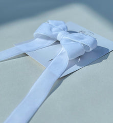 Velvet hair Bow- White Gabificent