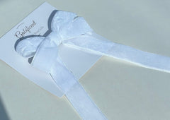 Velvet hair Bow- White Gabificent