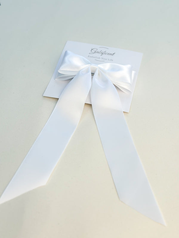White hair bow - Satin Gabificent