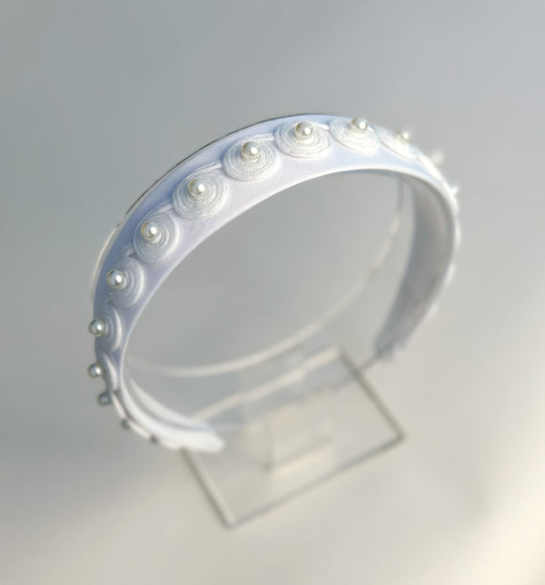 White headband with pearls - Gabificent