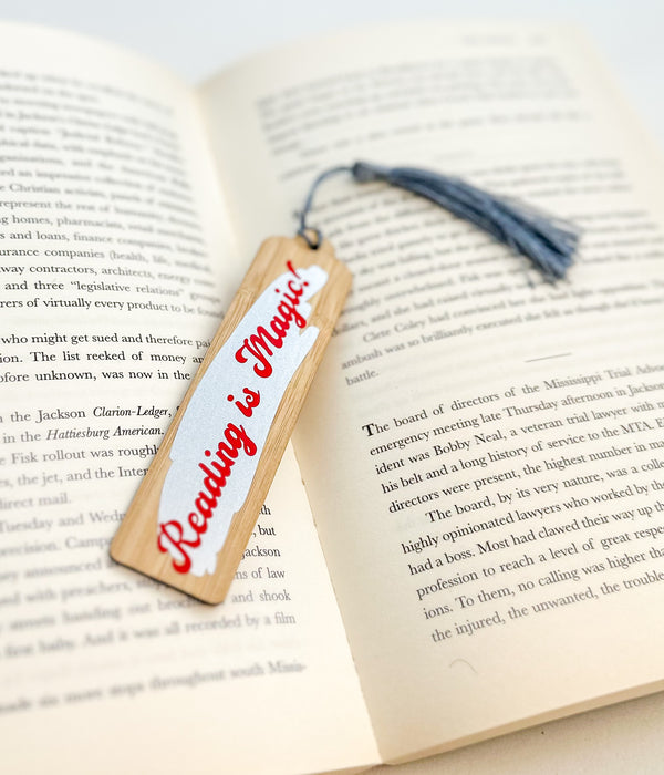 Wooden Bookmark 'Reading is Magic! ‘ Gabificent