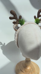 Christmas headband- Beige “Reindeer “