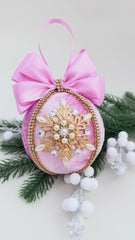 Christmas Bauble Ornament - Pink Snowflake - One Piece