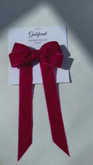 Velvet hair Bow-  Bright Pink